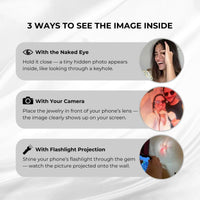 Thumbnail for Photo Projection Bracelet features instructions: view with naked eye, camera, or flashlight projection by Brother & Sisters.