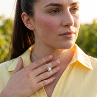 Thumbnail for Cubic zirconia necklace — worn, everyday gesture, silver | SKU: 33136351