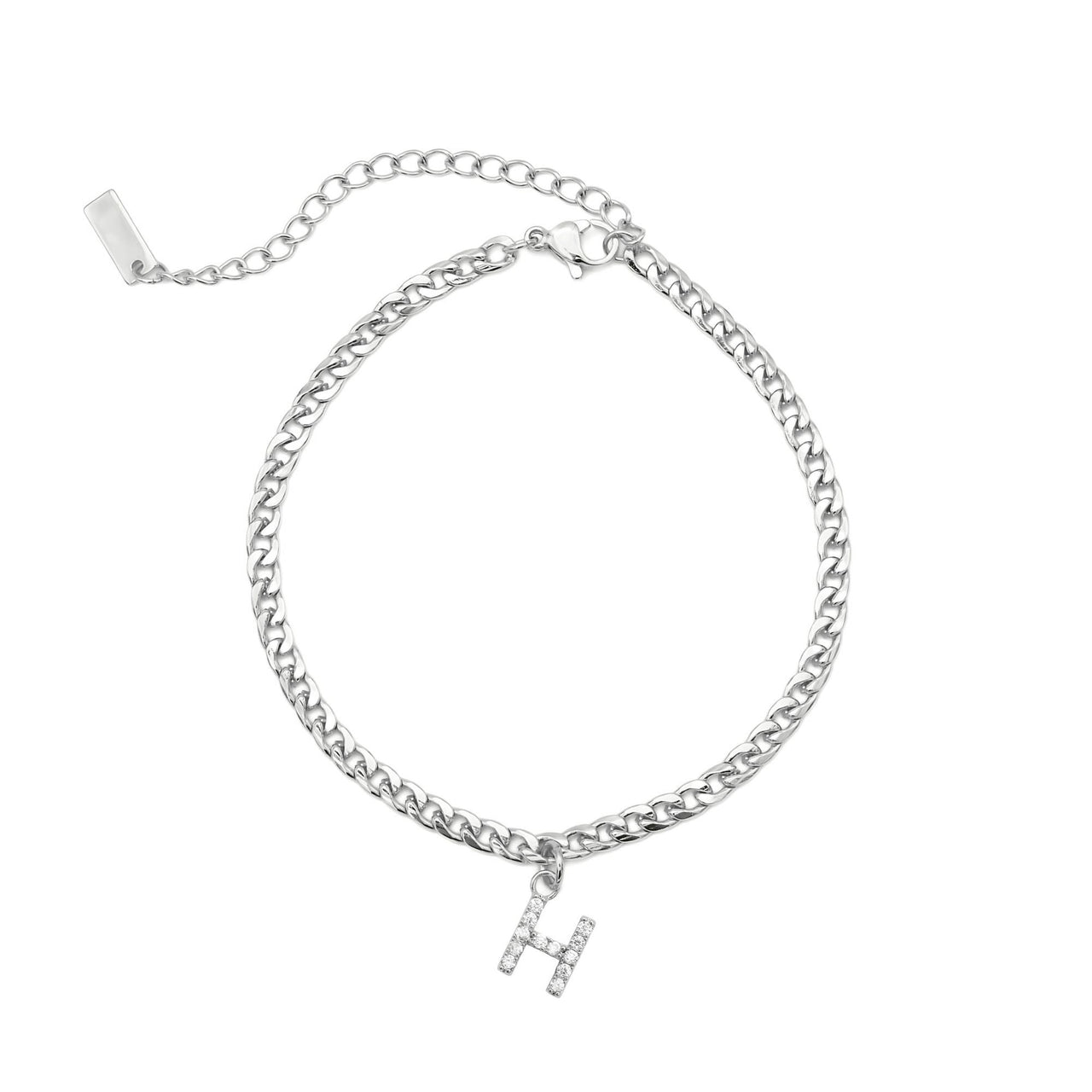 Silver Initial Anklet - Ankle Bracelet - Anklet for Women - Silver Leg Bracelet Anklet H Brother & Sisters