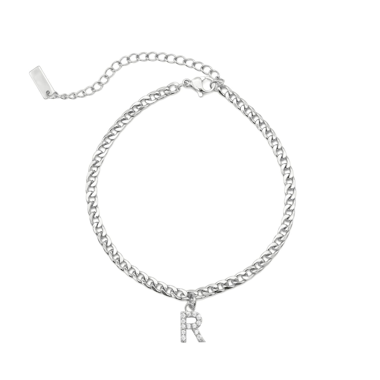 Silver Initial Anklet - Ankle Bracelet - Anklet for Women - Silver Leg Bracelet Anklet R Brother & Sisters