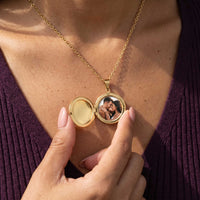 Thumbnail for Floral Round Photo Locket Necklace