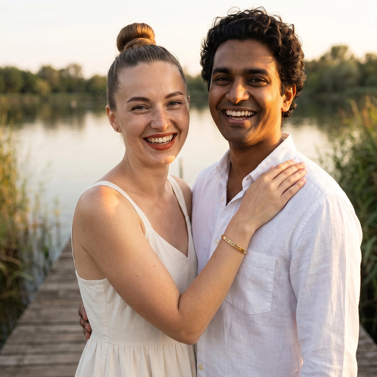 Cuff bracelet — worn by a couple, gold | SKU: 2020s-g