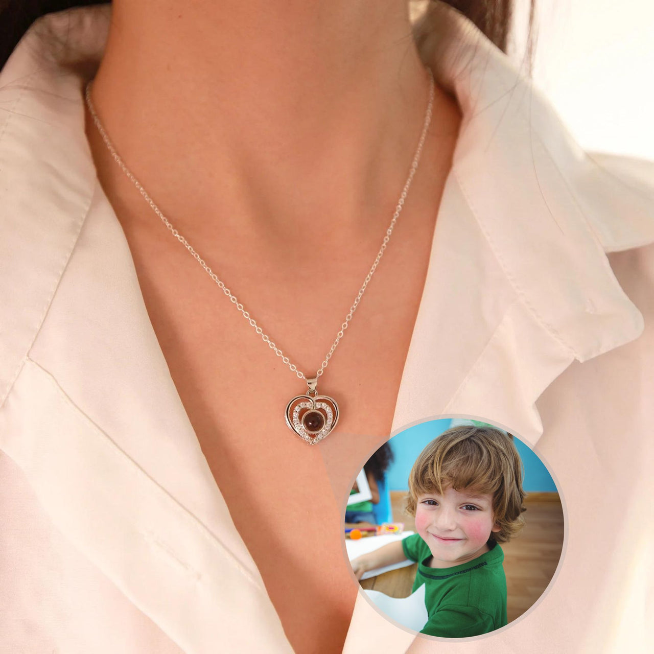 Hearts Photo Necklace