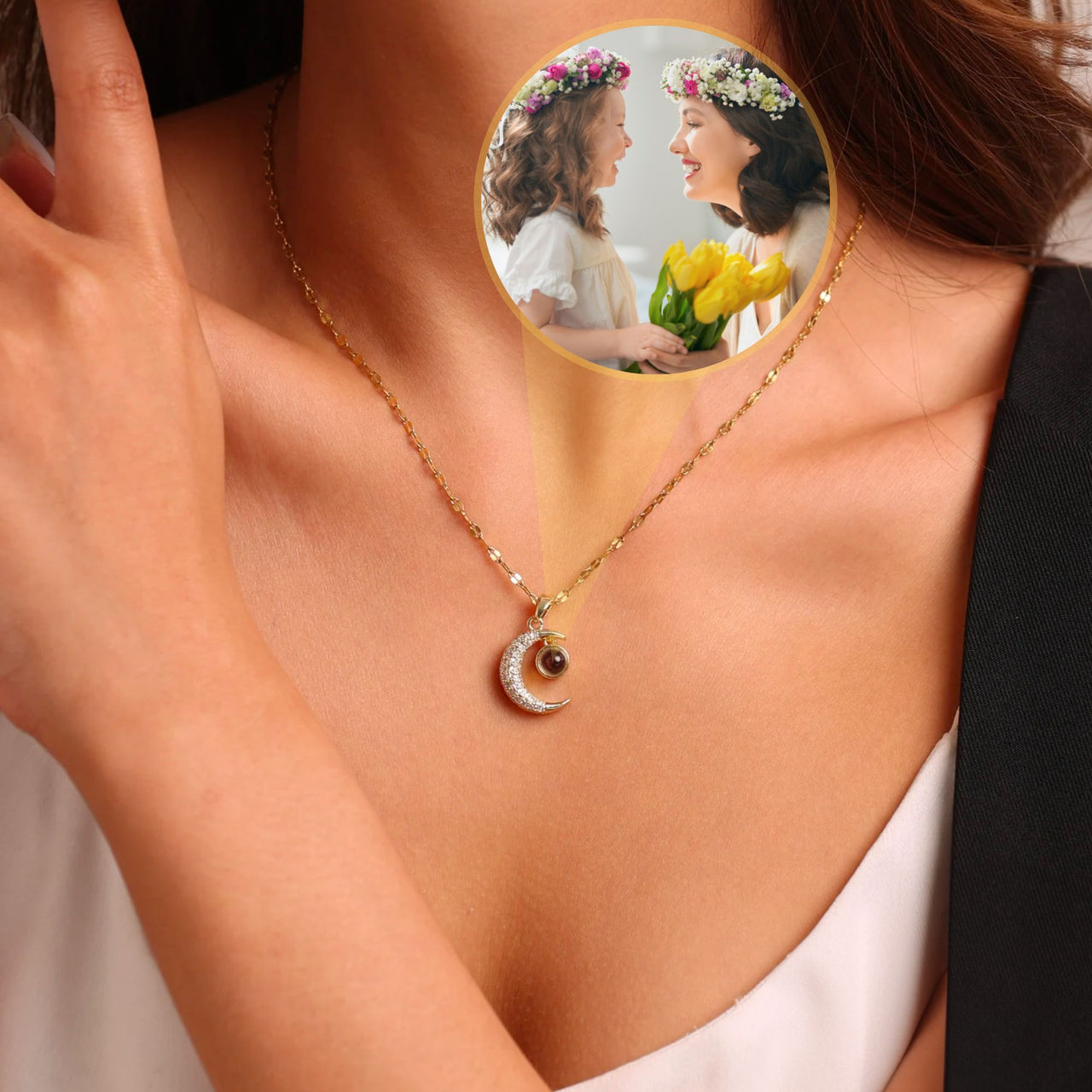 Lucky Moon Photo Necklace