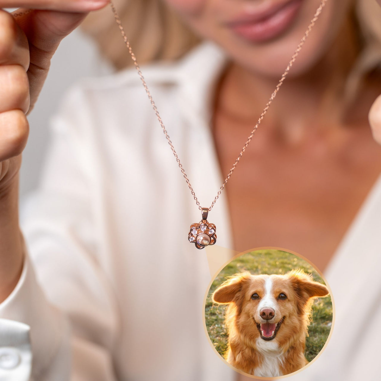 Paw Print Photo Necklace