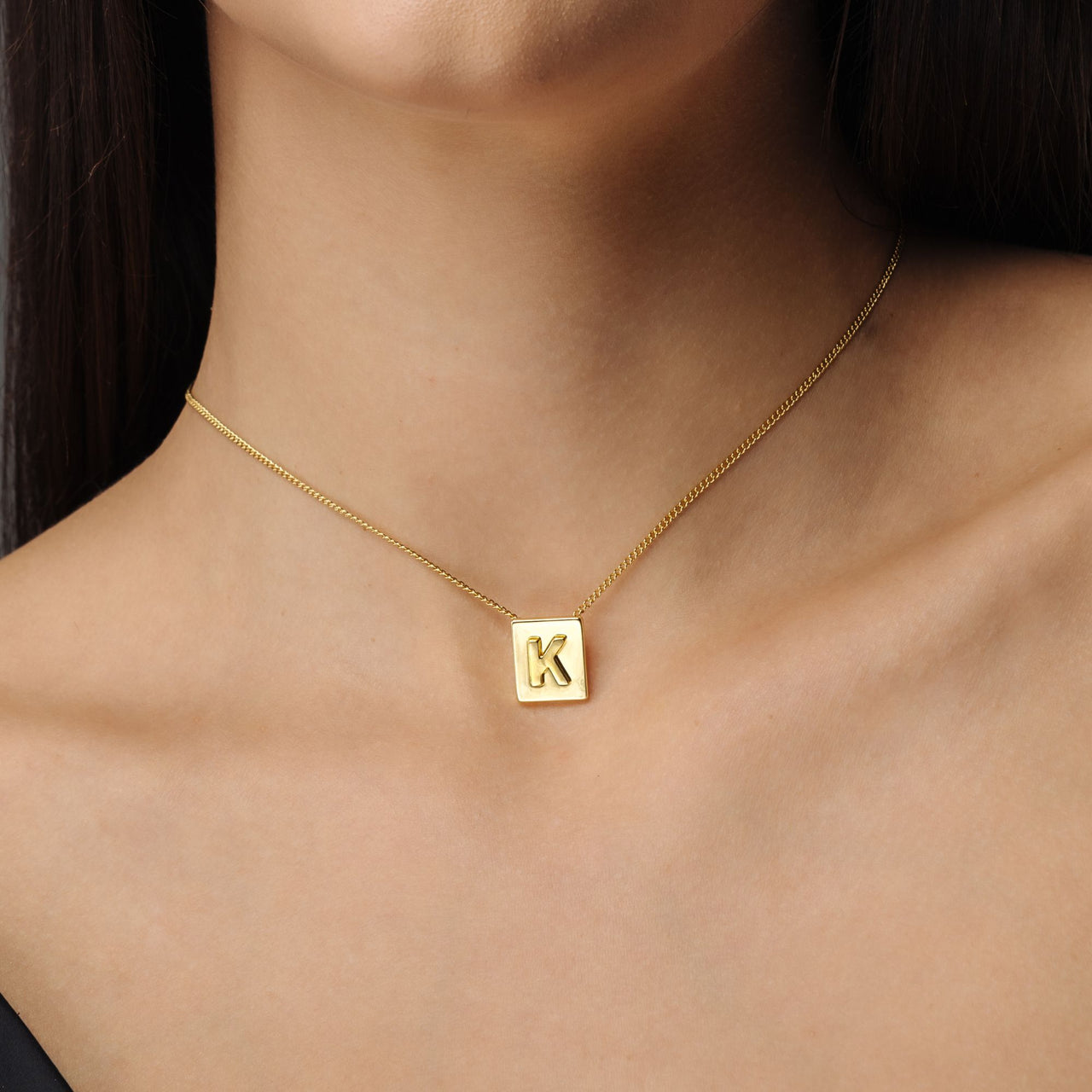 Rectangle Initial Necklace