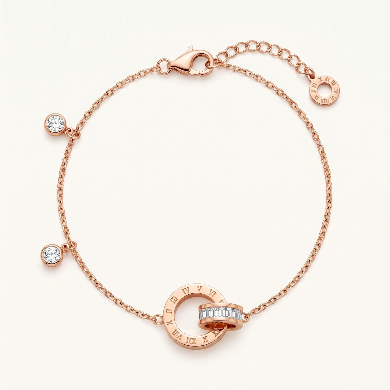 Interlocking circle bracelet — product photo on a white background, rose gold | SKU: 25535338-rose-gold