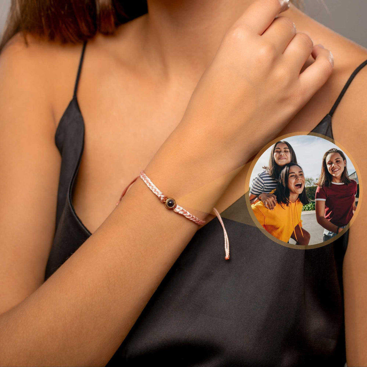 Circle Personalized Photo Bracelet - Personalized Gift - Custom Jewelry For Her & Him - Custom Bracelet Picture - Personalised Photo Gift Bracelet Pink / Rose Gold Brother & Sisters