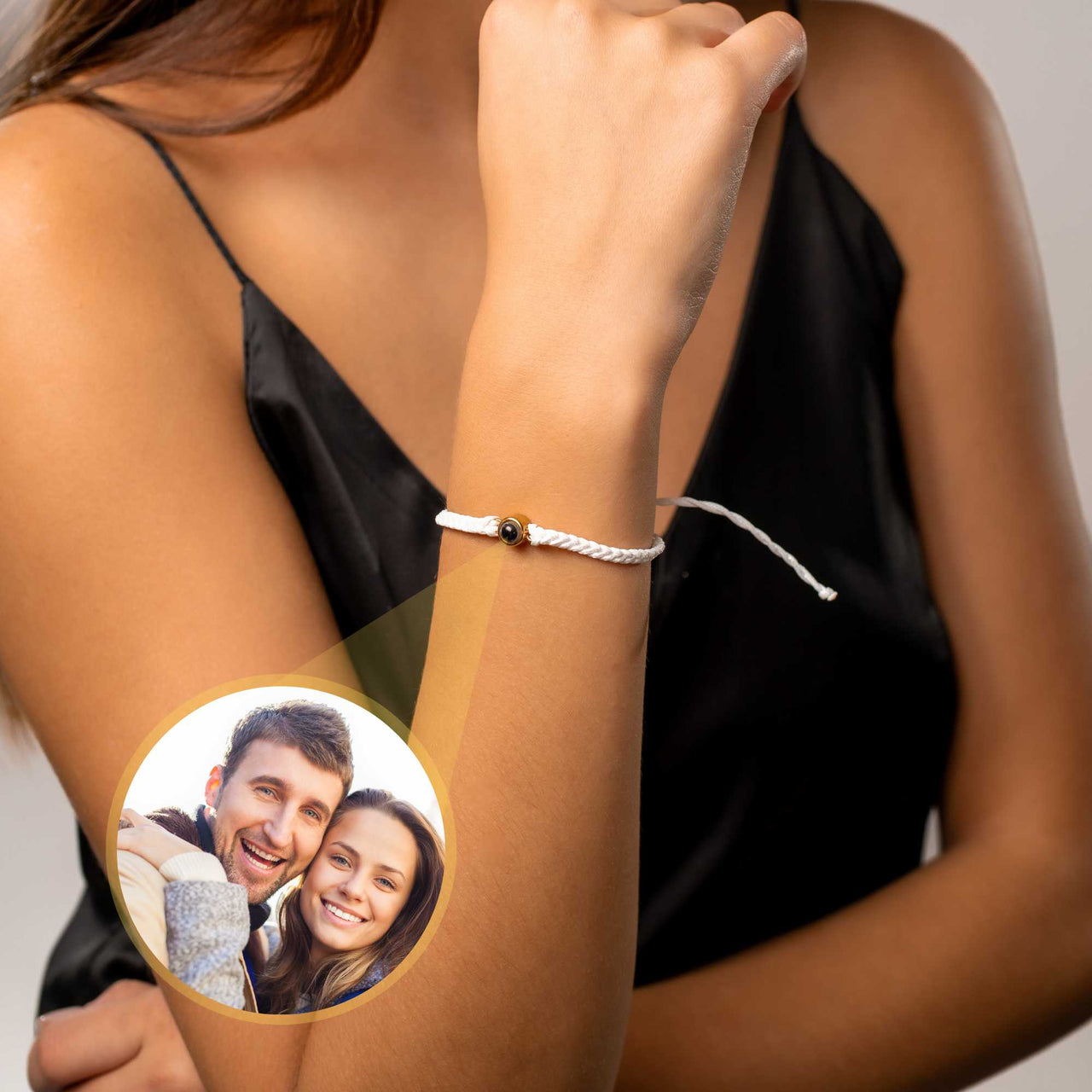 Circle Personalized Photo Bracelet - Personalized Gift - Custom Jewelry For Her & Him - Custom Bracelet Picture - Personalised Photo Gift Bracelet White / Gold Brother & Sisters