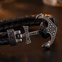 Thumbnail for Black Anchor Bracelet – macro close-up | Brother & Sisters | SKU: 3621358-gun-black-XS-14-15, 3621358-gun-black-S-16-17, 3621358-gun-black-M-18-19, 3621358-gun-black-L-20-21, 3621358-gun-black-XL-22-23
