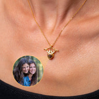 Thumbnail for Horn Photo Necklace Photo Personalised Necklace  - Photo Necklace - Photo Projection Necklace Necklace Gold Brother & Sisters