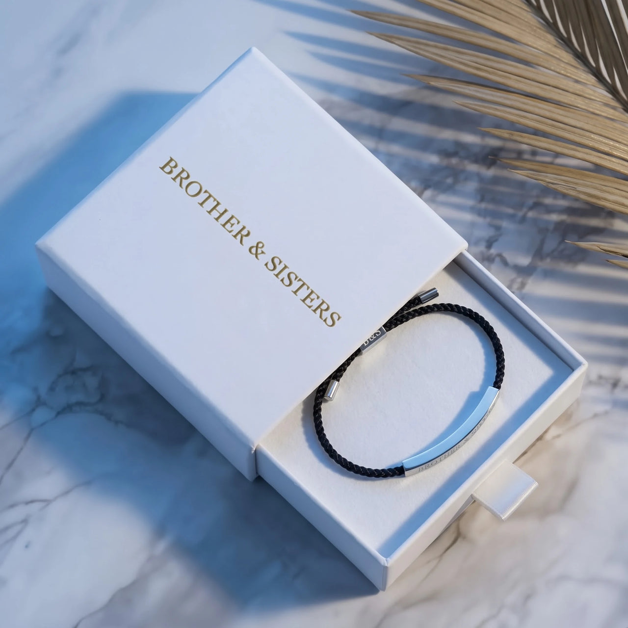 Black string bracelet — in the gift box, silver | SKU: lecaviar-wg