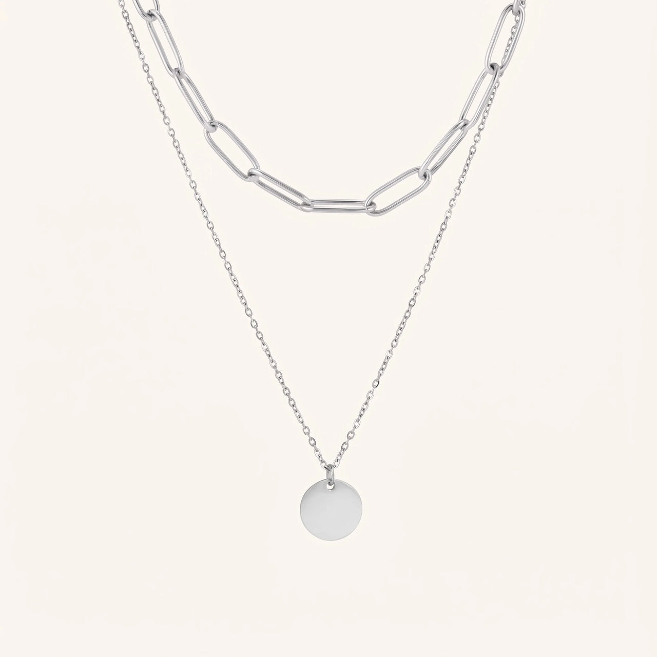 Layered necklace — product photo on a white background, silver | SKU: le-tendance-wg