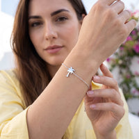Thumbnail for Palm tree bracelet — worn, everyday gesture, silver | SKU: 7819407-silver-plated