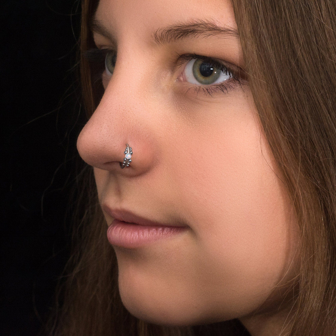 Opalized Nose Ring - Titanium Nose Jewelry - Gold Nose Ring - Nose Piercing Jewelry Nose Ring Brother & Sisters