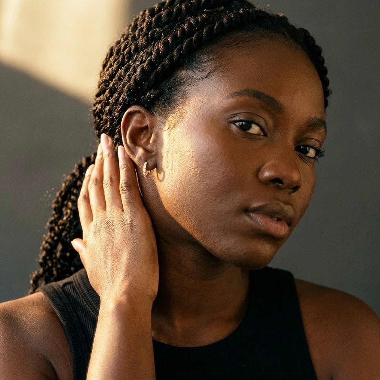 Pave Huggie Hoop Earrings in Gold, studio portrait | SKU: 41011-gold