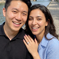 Thumbnail for Split shank engagement ring — worn by a couple, silver | SKU: 346060-4.5-silver