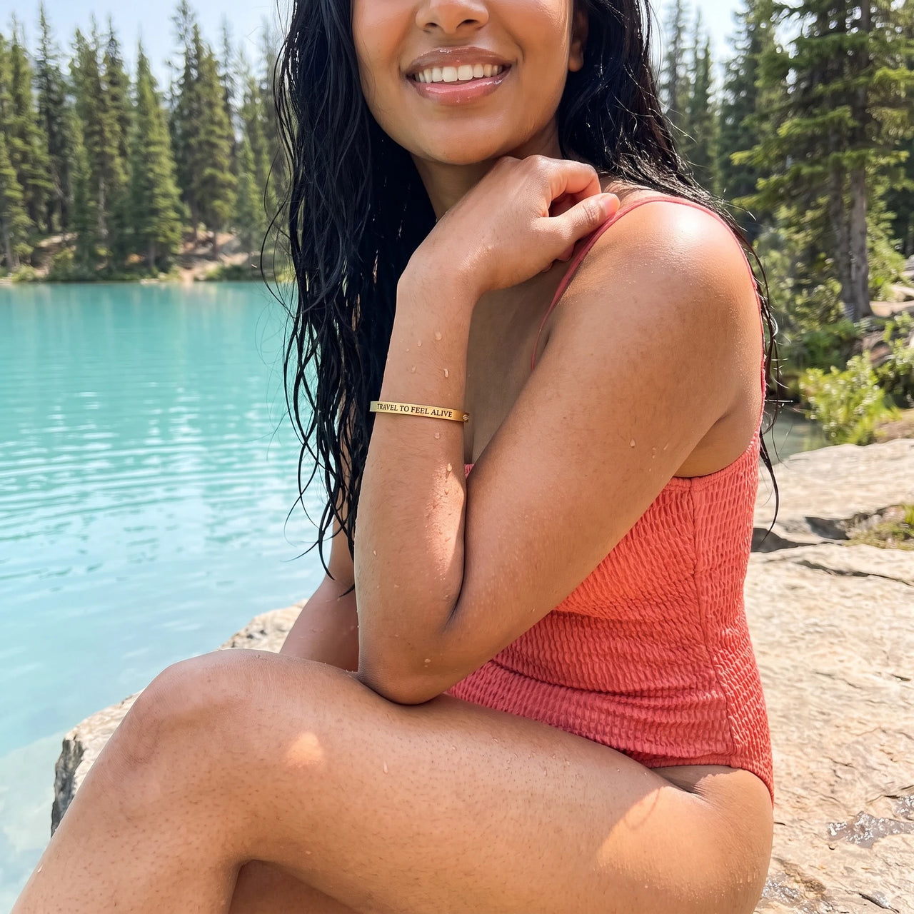Engraved bracelet — worn by the water, gold | SKU: ttfa-g